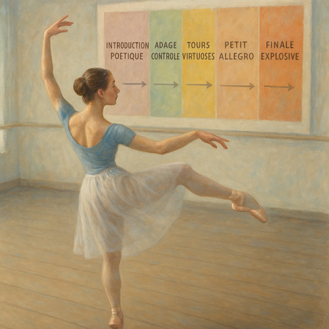 danseuse présentant la structure en cinq blocs