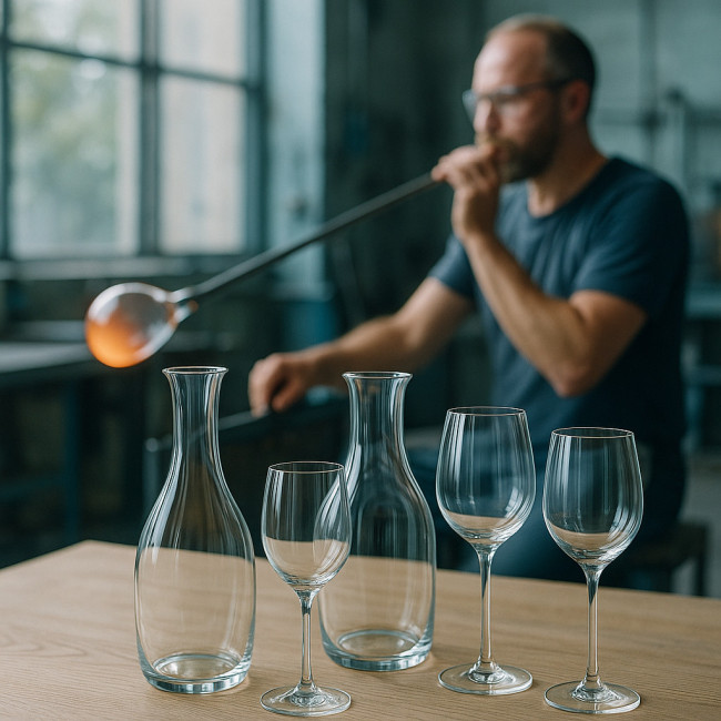 atelier montrant de la verrerie sans plomb lumineuse