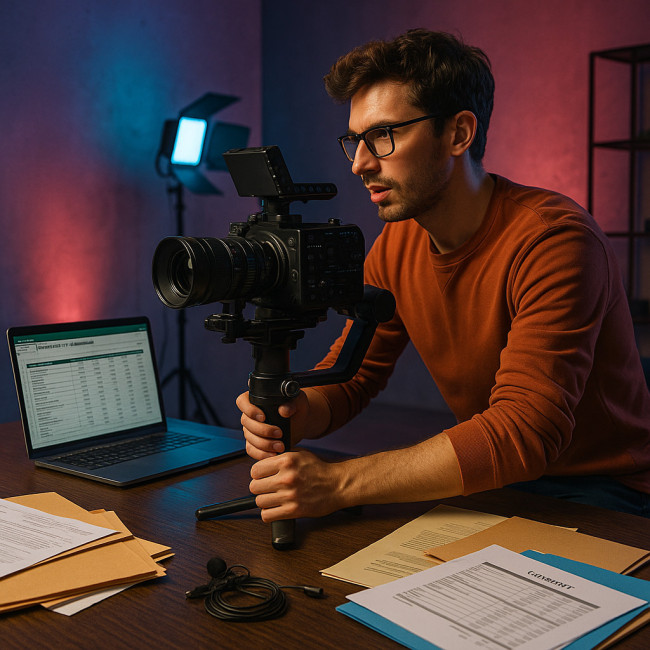 Vidéaste comparant les statuts micro-entreprise et société