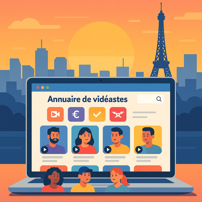 Illustration de l'interface de l'annuaire vidéastes Paris