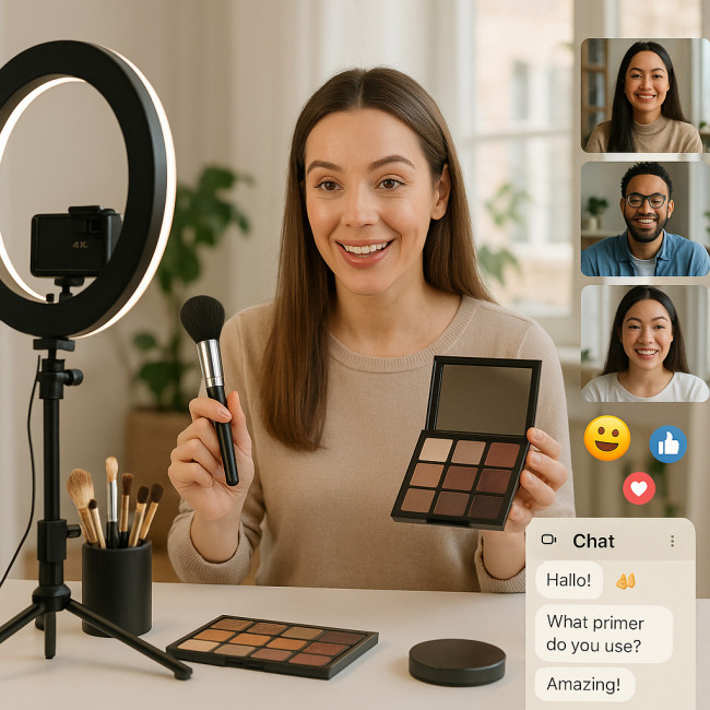 maquilleuse animant un webinar interactif