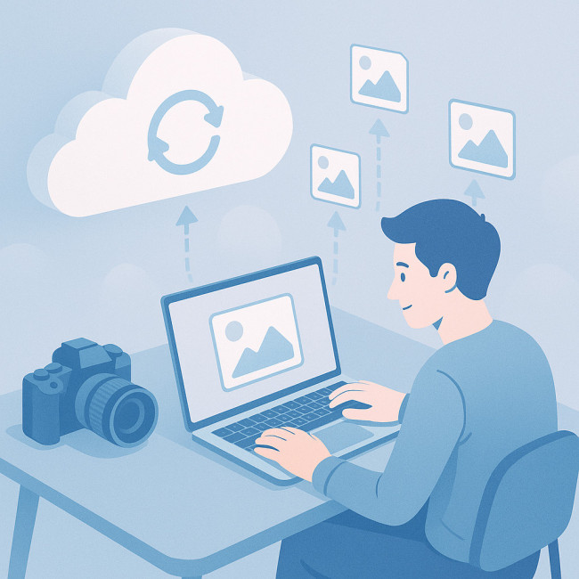 Photographe utilisant un workflow cloud pour accélérer la livraison